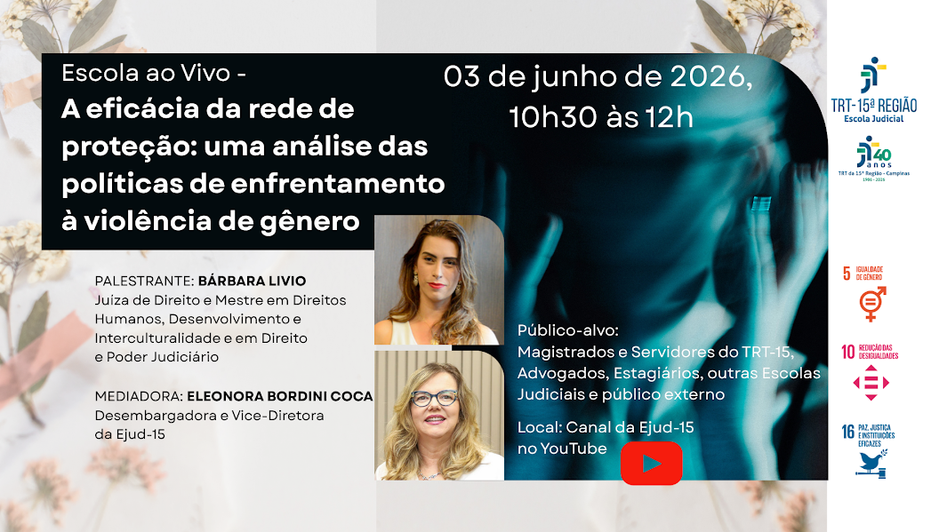 Banner_Escola ao Vivo - A Eficácia da Rede de Proteção -Violência de Gênero. Dia 3 de junho, das 10h30 às 12h.