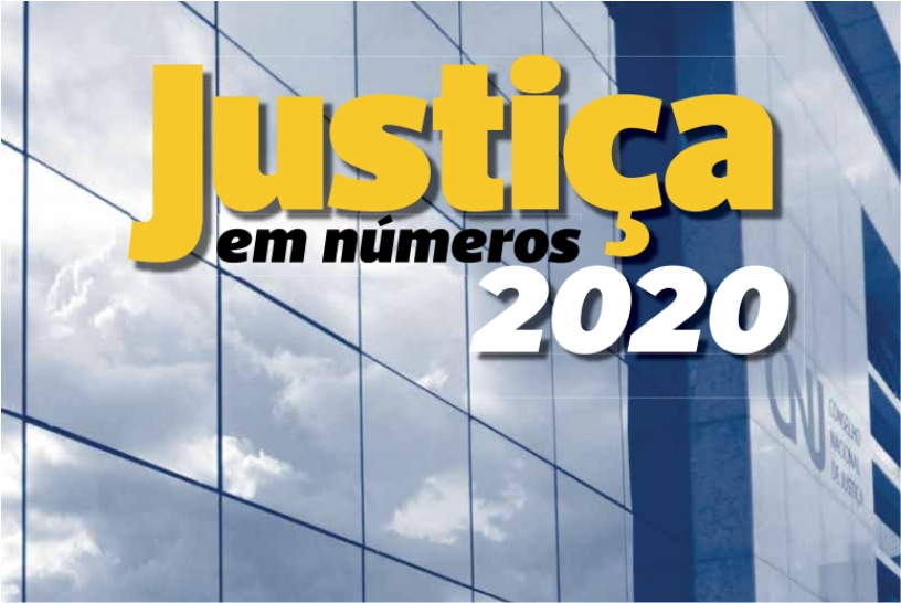 prédio do Conselho Nacional de Justiça com os dizeres Justiça em Números 2020