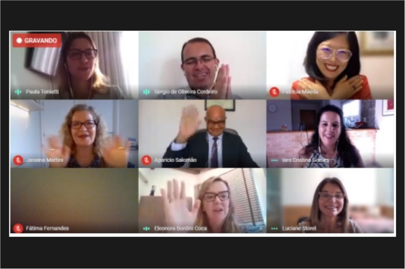 Membros das comissões em tela, durante reunião virtual