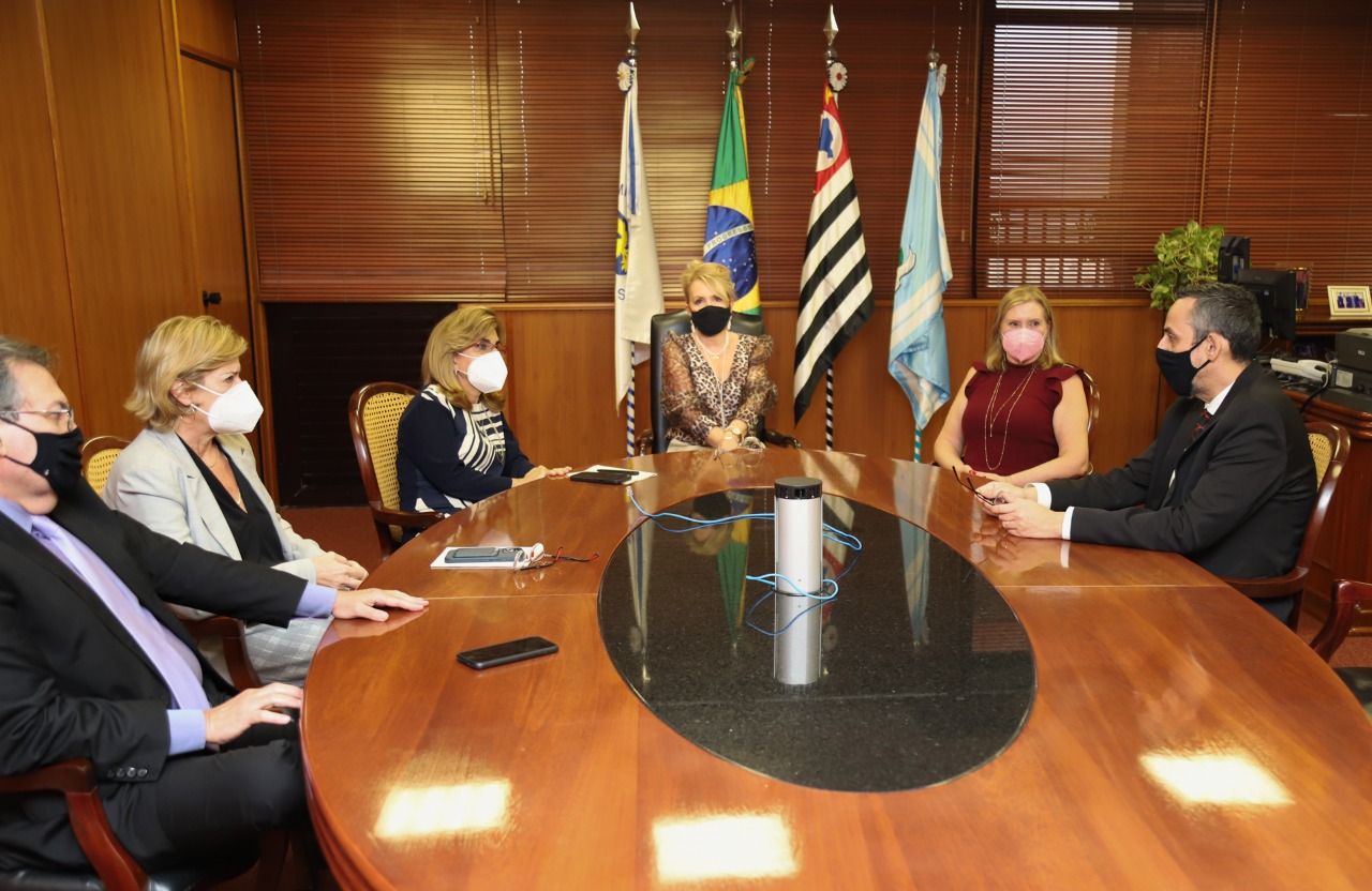 Presidência e Corregedoria com presidente da Amatra XV em mesa de reunião