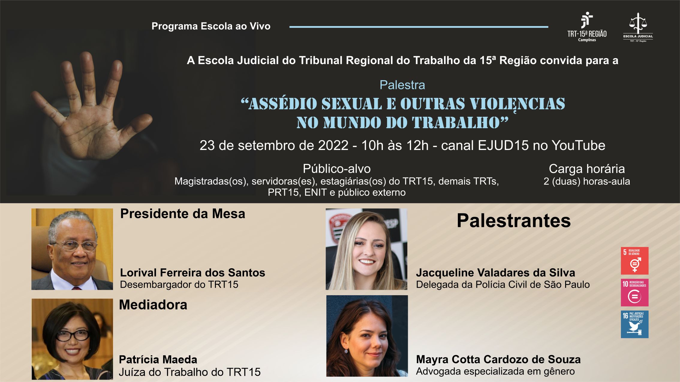 Com transmissão ao vivo das 10h às 12h de sexta (23/9), palestra debate o assédio sexual e as violências no mundo do trabalho