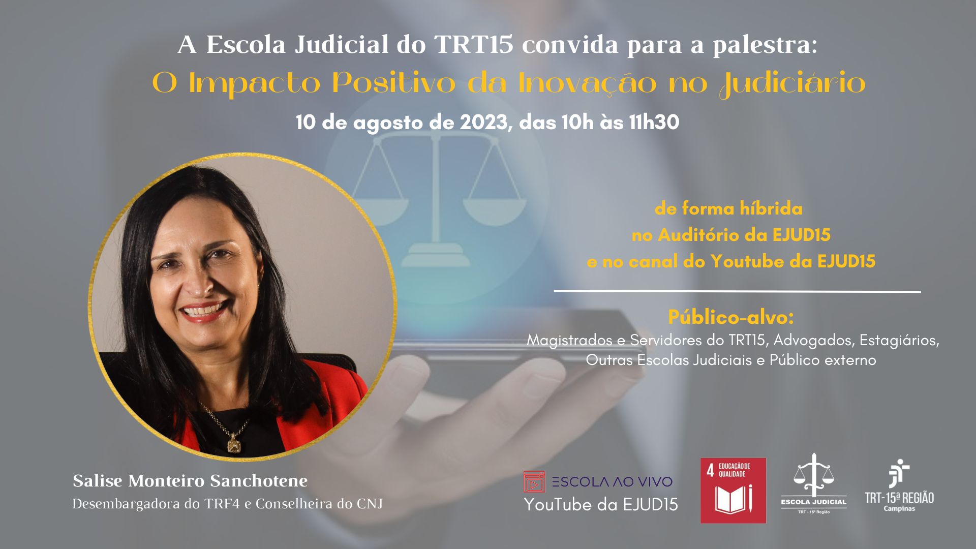 A inovação no Judiciário é tema de palestra na Escola Judicial no dia 10/8