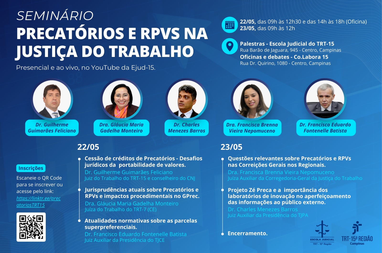 #ParaTodosVerem: banner com fundo azul, contendo fotos dos palestrantes e informações sobre o evento