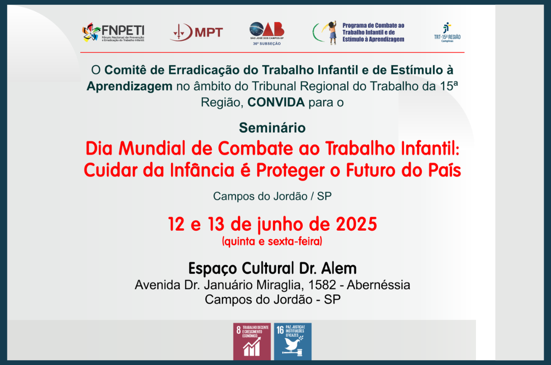 quadro cinza com detalhes do evento e logotipo dos apoiadores