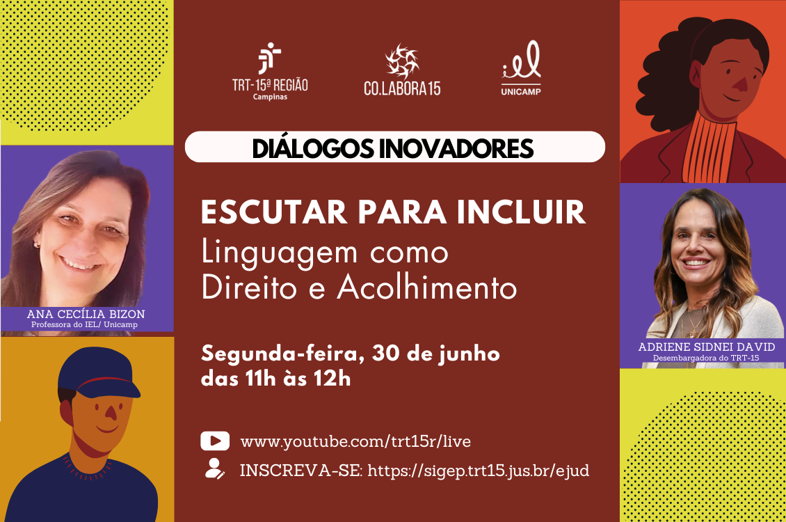 quadro colorido com foto das palestrantes e dados sobre o evento
