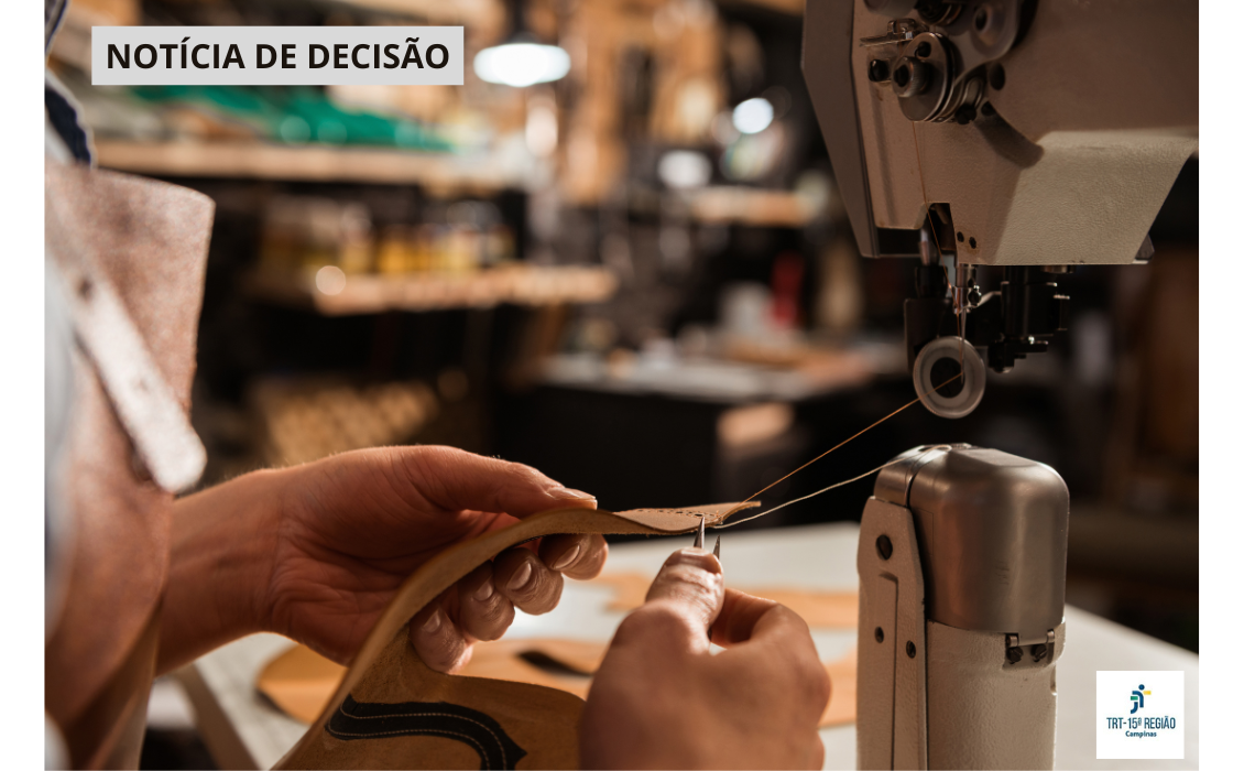 O banner retrata as mãos de uma costureira de sapatos