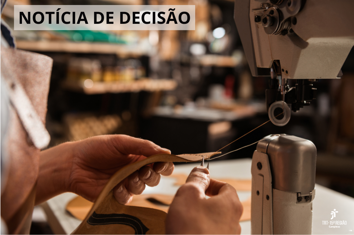O banner retrata as mãos de uma costureira de sapatos