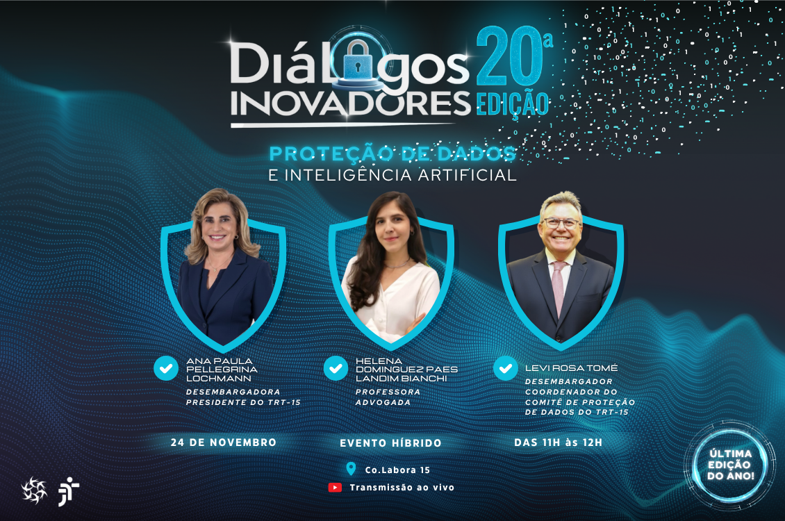 Banner explicativo do evento, com fotos dos palestrantes