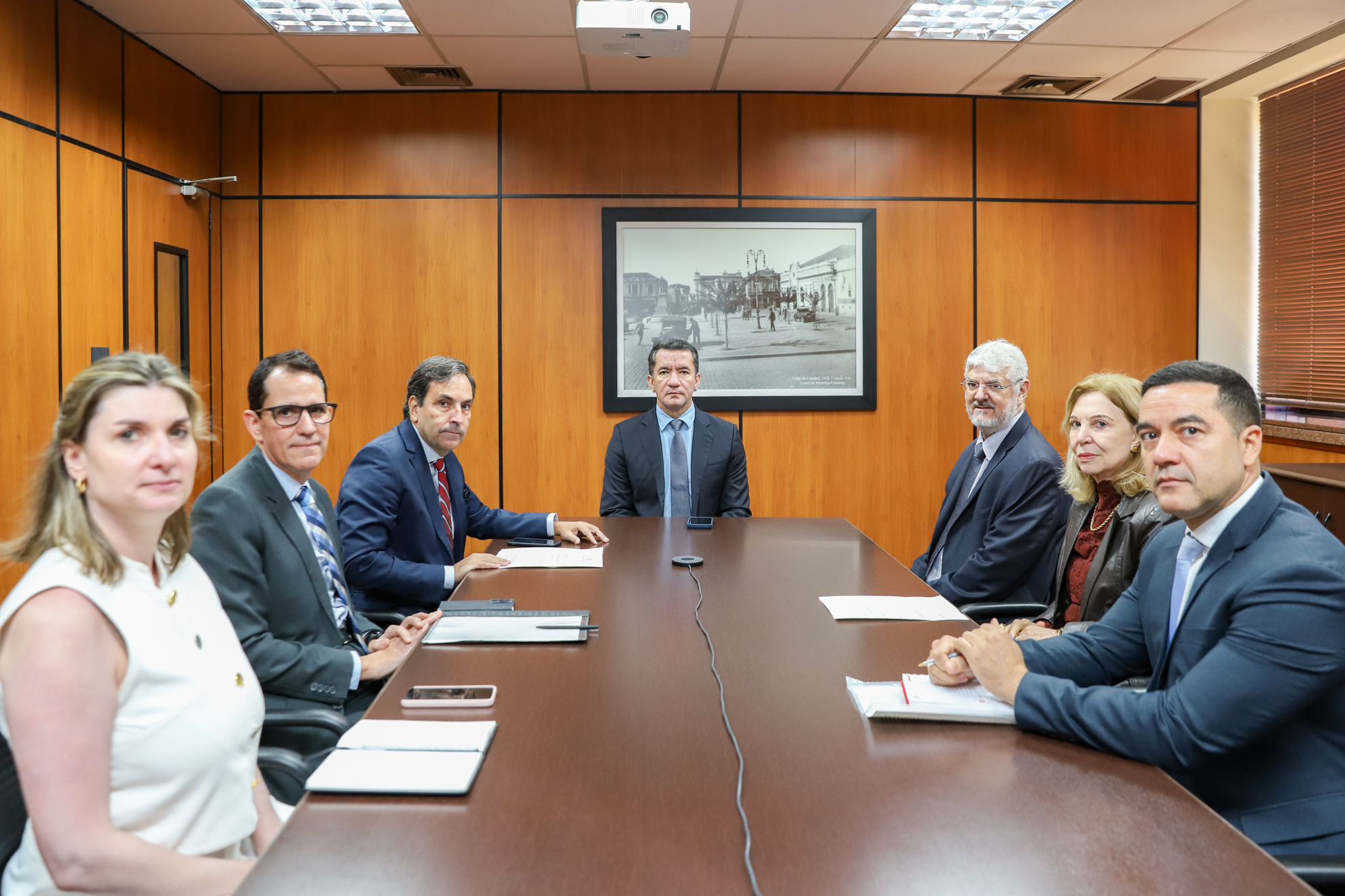 foto da reunião na Corregedoria com membros do subcomitê e os Drs. Renan e Edison