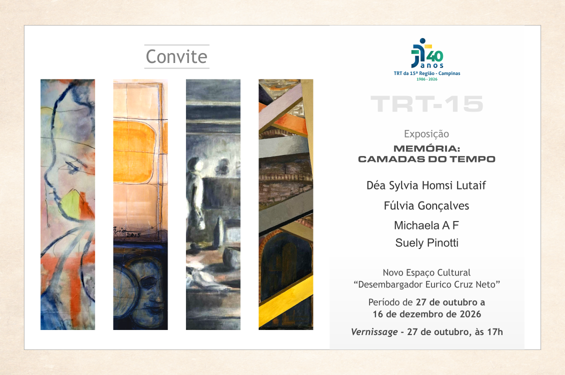 convite da exposição com obras recortadas das quatro artistas