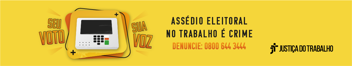 identidade visual da campanha, com fundo amarelo, urna e slogan