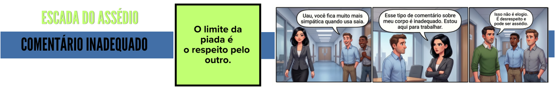 Tirinhas educativas sobre prevenção ao assédio