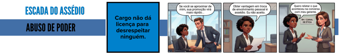Tirinhas educativas sobre prevenção ao assédio