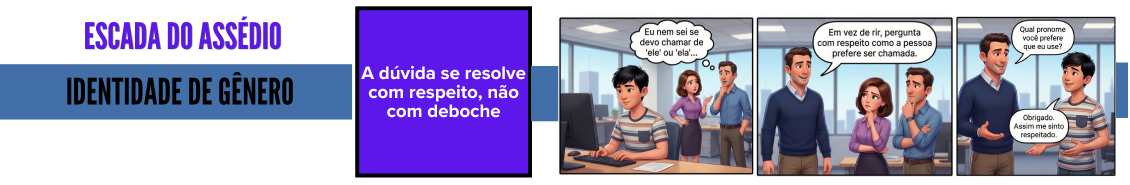 Tirinhas educativas sobre prevenção ao assédio