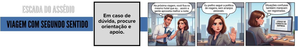 Tirinhas educativas sobre prevenção ao assédio