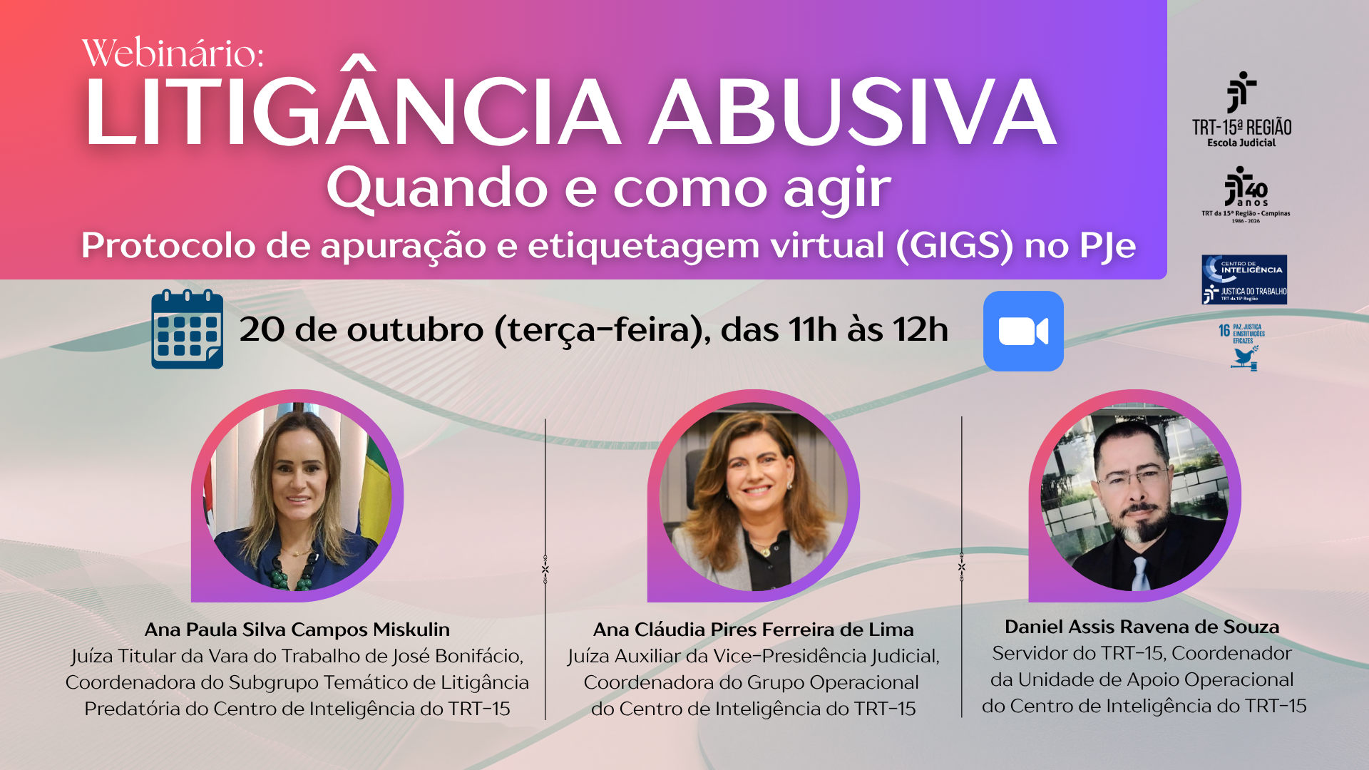 Webinário Litigancia Abusiva, dia 20/10/26, às 11h. Inscrições formulário Google: https://docs.google.com/forms/d/e/1FAIpQLSf9hB94vlOJBQUAmgt2aFgIy_PbSNWA39hNANpkxrBH7bbAsw/viewform?usp=sharing&ouid=114004957062009315631