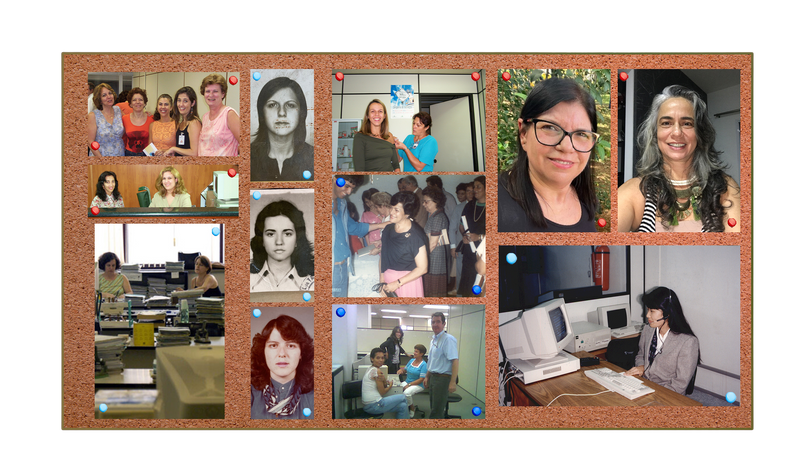 Quado com mural de fotos das várias mulheres no TRT-15