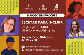 quadro colorido com foto das palestrantes e dados sobre o evento