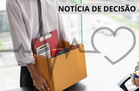 imagem de uma pessoa carregando uma caixa de papelão com itens de trabalho dentro e batimentos cardíacos por cima