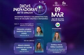 banner azul com fotos dos participantes e dados do evento