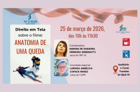 quadro lilás e azul com dados do evento e foto dos palestrantes