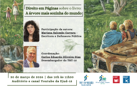 pintura ao fundo de jardim com pessoas e dados do evento, com foto dos dois participantes