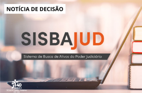 #ParaTodosVerem: banner com fundo rosado, onde está escrito SISBAJUD - SISTEMA DE BUSCA DE ATIVOS DO PODER JUDICIÁRIO