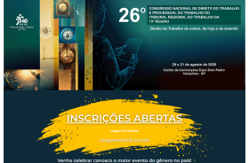 banner em tom verde e amarelo, com referência futurística, alusivo ao congresso indicando que as inscrições abertas