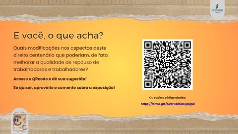 QRcode para participar da pesquisa sobre a exposição.