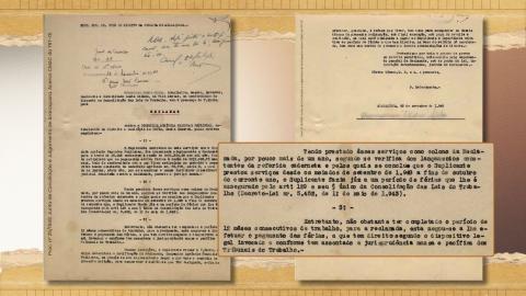 À esquerda, primeira página da petição inicial do processo n°149 de 1949 de Araraquara. À direita, a última página com assinatura. 