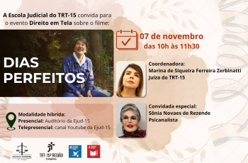 quadro em tons rosé com imagem do filme e informações do evento, com fotos das palestrantes