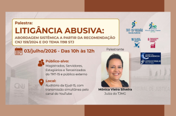 Banner explicativo do evento, com foto da palestrante.