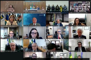 captura de tela da videoconferência com participação da Dra. Ana Paula e demais presidentes dos TRTs