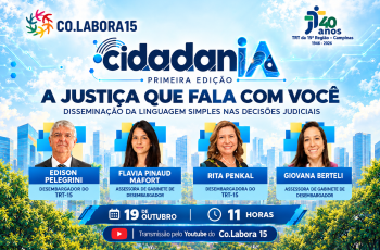 Banner explicativo do evento, com fundo azul e foto dos palestrantes
